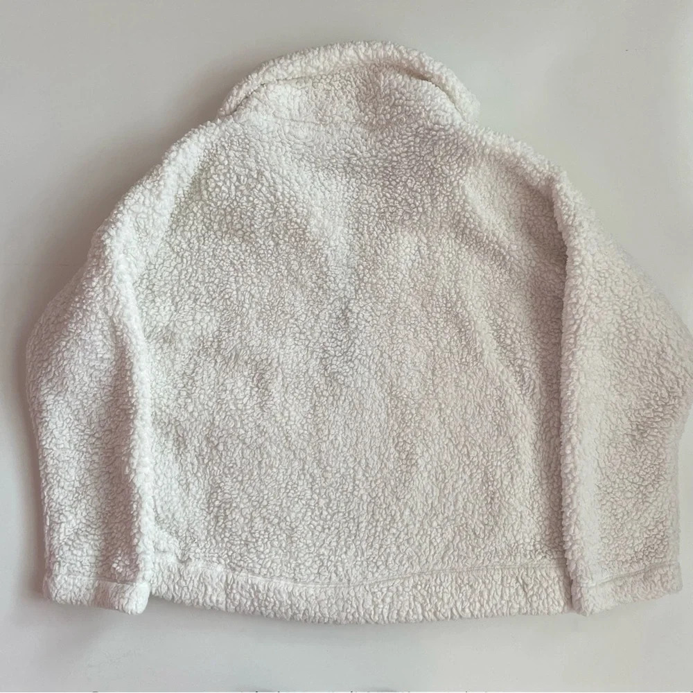 TOMMY HILFIGER Teddy Plush Sherpa Cream Fleece Quarter Zip Pullover Size Small - Picture 10 of 12